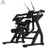 Titanium Strength Elite Series Abdominal Crunch in Schrägansicht von links mit Sitz, Beinrollen und Griffen