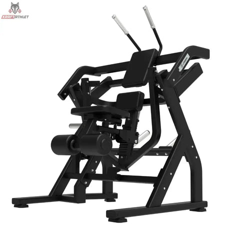 Titanium Strength Elite Series Abdominal Crunch in Schrägansicht von links mit Sitz, Beinrollen und Griffen