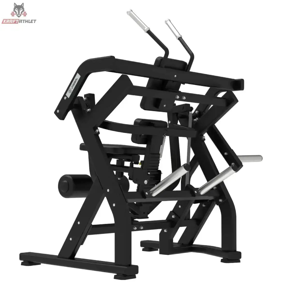 Titanium Strength Elite Series Abdominal Crunch in Schrägansicht von rechts mit Sitz und Beinpolstern