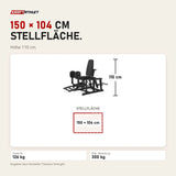 Maßbild Titanium Strength Elite Series Abductor-Adductor: Stellfläche 150 × 104 cm, Höhe 110 cm
