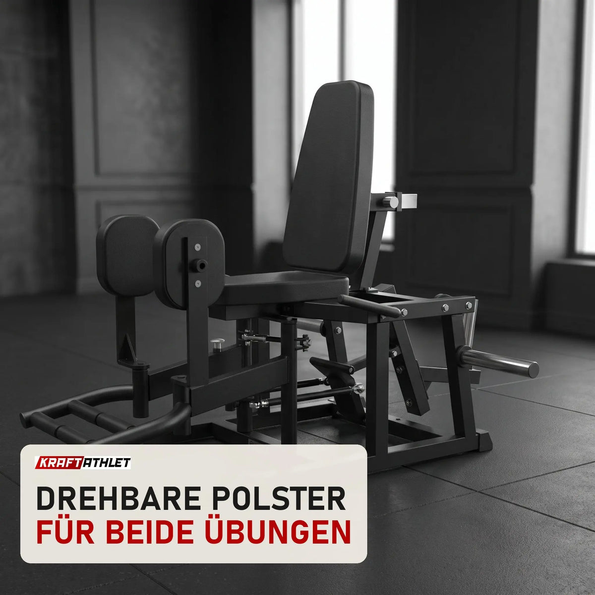 Titanium Strength Elite Series Abductor-Adductor in einem fertig eingerichteten Studio mit dunklen Wänden und Gummiboden
