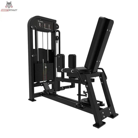 Titanium Strength Elite Series Abduktor-Adduktor Pro – Schrägansicht mit Sitz, Beinpolstern und Gewichtsturm