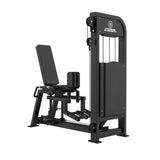 Titanium Strength Elite Series Abduktor-Adduktor – Schrägansicht von links mit Sitz und Gewichtsturm