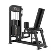 Titanium Strength Elite Series Abduktor-Adduktor – Schrägansicht mit Rückenlehne, Beinpolstern und Gewichtsturm