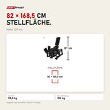Maßbild Titanium Strength Elite Series Abduktorenmaschine Plate-Loaded: Stellfläche 82 × 168,5 cm, Höhe 127 cm