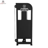 Titanium Strength Elite Series Abduktorenmaschine – Rückansicht mit Abdeckung des Gewichtsturms und Logo