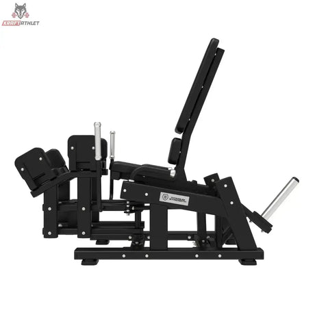 Titanium Strength Elite Series Abduktorenmaschine Plate-Loaded in Seitenansicht von links mit Rückenlehne und Hantelscheibenaufnahmen