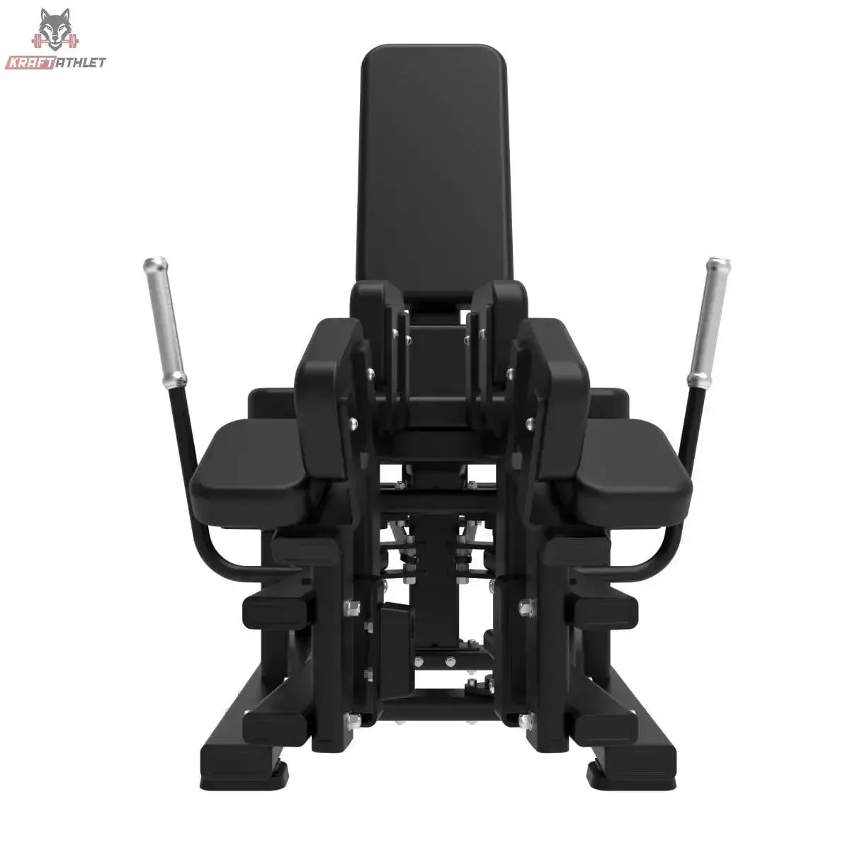 Titanium Strength Elite Series Adduktorenmaschine Plate-Loaded in Frontansicht mit Sitz und Beinpolstern