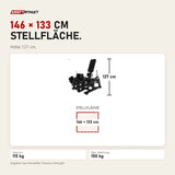 Maßbild Titanium Strength Elite Series Adduktorenmaschine Plate-Loaded: Stellfläche 146 × 133 cm, Höhe 127 cm