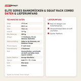 Technische Daten und Lieferumfang von Titanium Strength Elite Series Bankdrücken & Squat Rack Combo als Tabelle