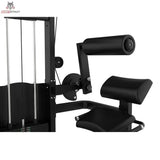 Titanium Strength Elite Series Bauchmuskelmaschine – Detail von Rückenrolle, Sitzpolster und Hebelarm
