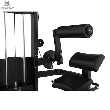 Titanium Strength Elite Series Bauchmuskelmaschine – Detail von Rückenrolle, Sitzpolster und Hebelarm