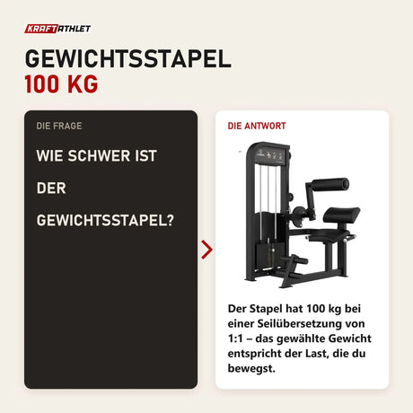Frage und Antwort zu Titanium Strength Elite Series Bauchmuskelmaschine: Wie schwer ist der Gewichtsstapel?
