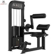 Titanium Strength Elite Series Bauchmuskelmaschine – Schrägansicht mit Rückenrolle, Sitz und Gewichtsturm