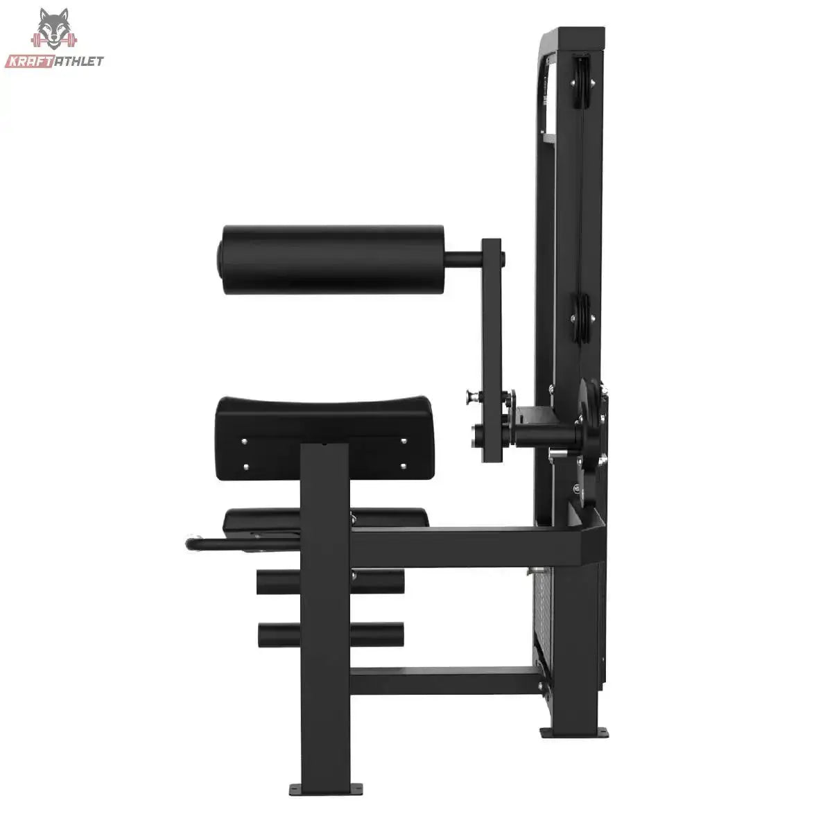Titanium Strength Elite Series Bauchmuskelmaschine – Seitenansicht mit Rückenrolle, Sitzpolster und Fußstütze