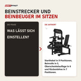 Frage und Antwort zu Titanium Strength Elite Series Beinbeuger/Beinstrecker Premium V2 im Sitzen: Was lässt sich einstellen?