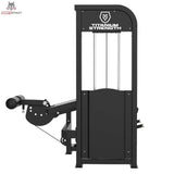 Titanium Strength Elite Series Beinbeuger liegend – Rückansicht mit Abdeckung des Gewichtsturms und seitlicher Beinrolle