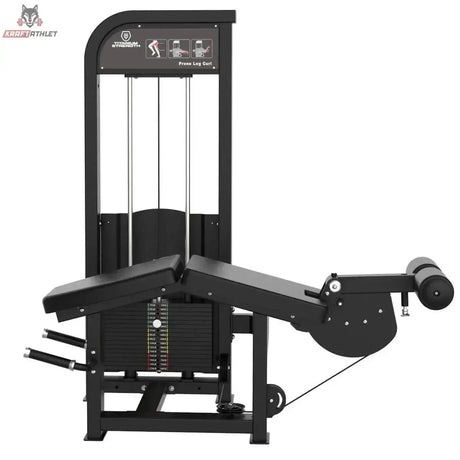 Titanium Strength Elite Series Beinbeuger liegend – Seitenansicht mit Liegepolster, Hebelarm und Beinrolle