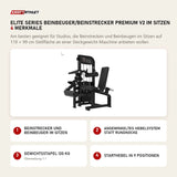 Titanium Strength Elite Series Beinbeuger/Beinstrecker Premium V2 im Sitzen mit 4 Merkmalen: Beinstrecker und Beinbeuger im Sitzen, Angewinkeltes Hebelsystem statt Rundnocke, Gewichtsstapel 120 kg, Starthebel in 9 Positionen
