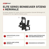 Titanium Strength Elite Series Beinbeuger sitzend mit 4 Merkmalen: Gewichtsstapel 120 kg, Verstellbare Rückenlehne und Oberschenkelrolle, Verstellbare untere Beinrolle, Ergonomische Seitengriffe