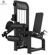 Titanium Strength Elite Series Beinbeuger sitzend – Schrägansicht mit Beinrollen, Sitz und Gewichtsturm