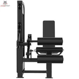 Titanium Strength Elite Series Beinbeuger sitzend – Seitenansicht mit Rückenlehne und übereinander liegenden Beinrollen