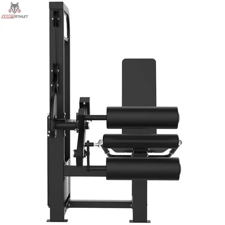 Titanium Strength Elite Series Beinbeuger sitzend – Seitenansicht mit Rückenlehne und übereinander liegenden Beinrollen