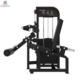 Titanium Strength Elite Series Beinbeuger/Beinstrecker Premium V2 im Sitzen – Frontansicht mit Beinrollen, Sitz und Hebelarm