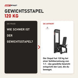 Frage und Antwort zu Titanium Strength Elite Series Beinstrecker: Wie schwer ist der Gewichtsstapel?