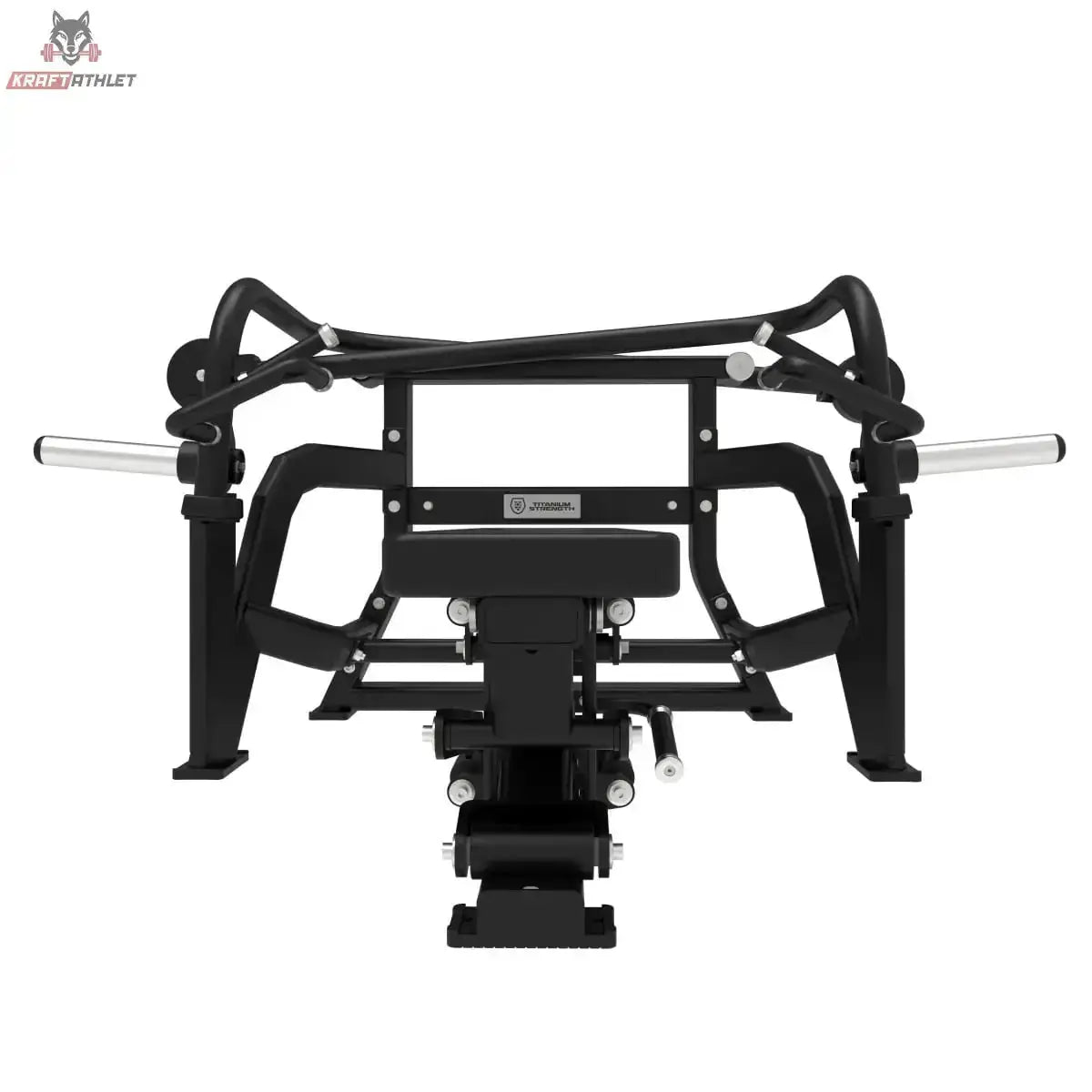Titanium Strength Elite Series Crossover Multipress in Frontansicht mit gebogenen Pressarmen und Sitz
