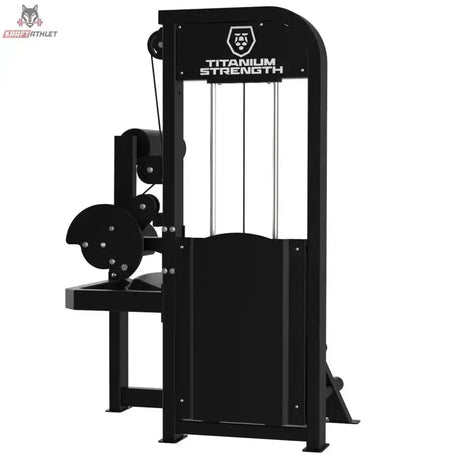 Titanium Strength Elite Series Dual Bauch und unterer Rücken – Rückansicht mit Logo-Abdeckung und Hebelarm