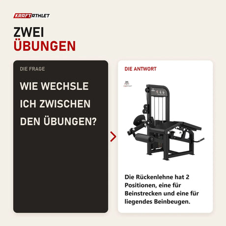 Frage und Antwort zu Titanium Strength Elite Series Dual Beinbeuger Liegend & Beinstrecker: Wie wechsle ich zwischen den Übungen?