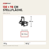 Maßbild Titanium Strength Elite Series Dual Beinbeuger Liegend & Beinstrecker: Stellfläche 130 × 98 cm, Höhe 155 cm