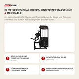 Titanium Strength Elite Series Dual Bizeps- und Trizepsmaschine mit 4 Merkmalen: Bizeps-Curls und Trizeps-Extensions, Gewichtsblock 100 kg, Führungsstangen Edelstahl 25 mm, Farbcodierte Gewichtsplatten grün–gelb–rot