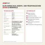 Technische Daten und Merkmale von Titanium Strength Elite Series Dual Bizeps- und Trizepsmaschine als Tabelle