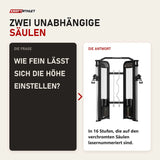 Frage und Antwort zu Titanium Strength Elite Series Functional Trainer: Wie fein lässt sich die Höhe einstellen?