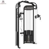 Titanium Strength Elite Series Functional Trainer, Seitenansicht mit Seilzugturm und Curlstange