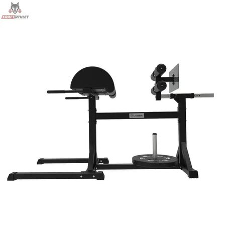 Titanium Strength Elite Series GHD Bank in Schwarz, Seitenansicht von rechts mit Scheibenablage
