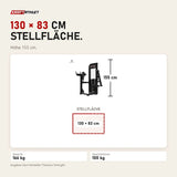 Maßbild Titanium Strength Elite Series Gluteusmaschine: Stellfläche 130 × 83 cm, Höhe 155 cm