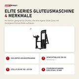 Titanium Strength Elite Series Gluteusmaschine mit 4 Merkmalen: Isoliertes Gesäßtraining, Gewichtsblock 100 kg, Stellfläche 130 × 83 cm, Führungsstangen Edelstahl 25 mm