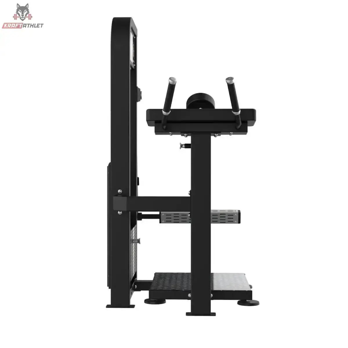 Titanium Strength Elite Series Gluteusmaschine – Seitenansicht mit Brustpolster, Griffen und Plattform