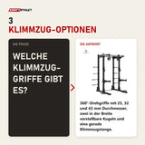 Frage und Antwort zu Titanium Strength Elite Series Half Rack E10: Welche Klimmzug-Griffe gibt es?