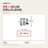 Maßbild Titanium Strength Elite Series Half Rack E70: Stellfläche 375 × 150 cm, Höhe 270 cm