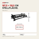Maßbild Titanium Strength Elite Series Hip Thrust Bank: Stellfläche 187,5 × 110,5 cm, Höhe 46 cm