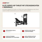 Titanium Strength Elite Series Hip Thrust mit Steckgewichten mit 4 Merkmalen: Steckgewicht 100 kg, Zusätzlich bis 300 kg Olympiascheiben, Fußplattformen unabhängig in 5 Positionen, Gepolsterter Gurt mit Schnellverstellung