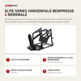 Titanium Strength Elite Series Horizontale Beinpresse mit 4 Merkmalen: Sitz in 12 Positionen, Bewegungsbereich 3-fach begrenzbar, Breite Fußplattform, Hebelsystem