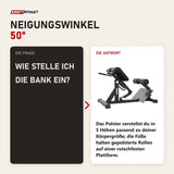 Frage und Antwort zu Titanium Strength Elite Series Hyperextension Bank Römischer Stuhl: Wie stelle ich die Bank ein?