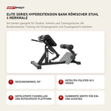 Titanium Strength Elite Series Hyperextension Bank Römischer Stuhl mit 4 Merkmalen: Neigungswinkel 50°, Geteiltes Polster in 5 Höhen, Gepolsterte Fußrollen und rutschfeste Plattform, Gummierte Griffe für Ein- und Ausstieg