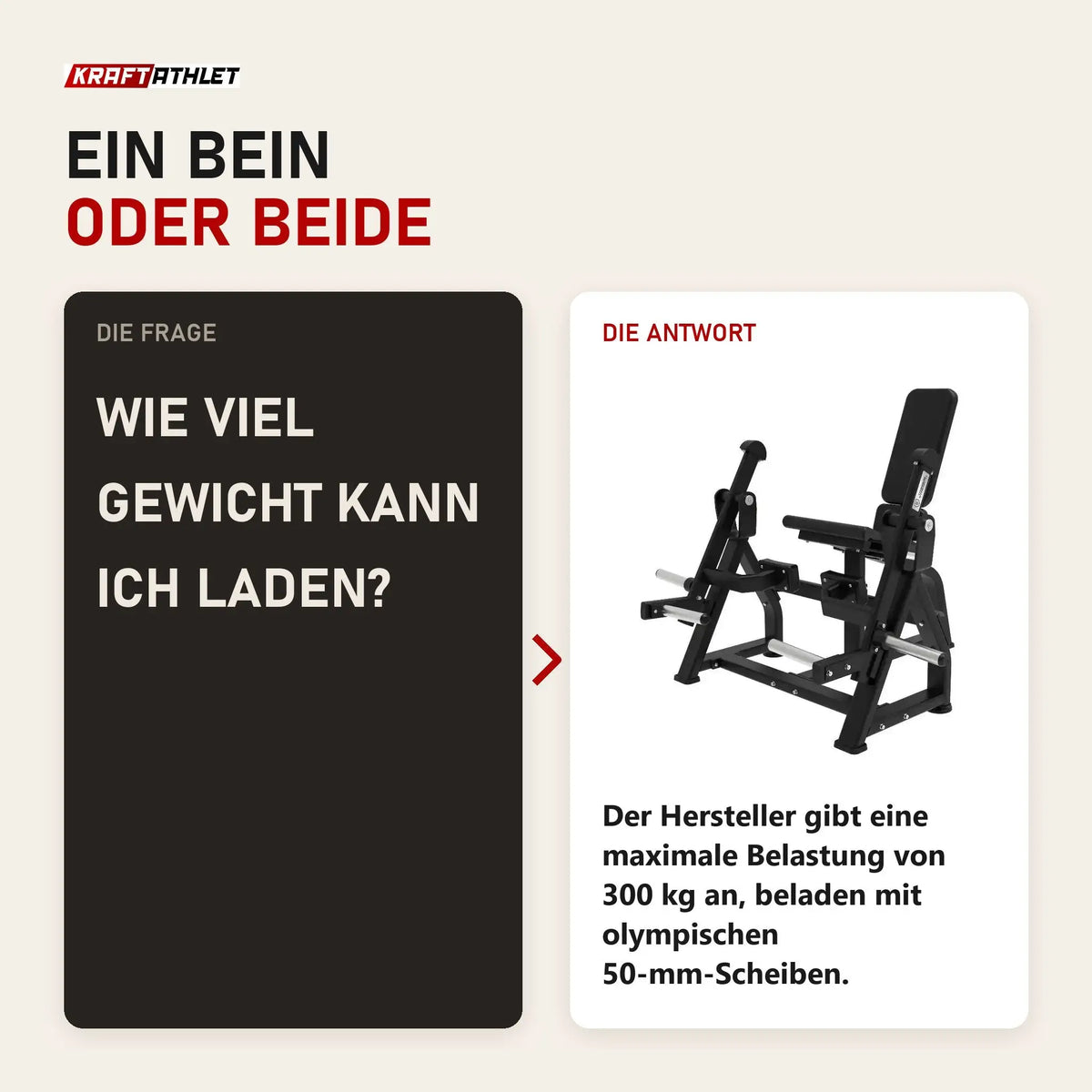 Frage und Antwort zu Titanium Strength Elite Series IsoLateral Beinstrecker: Wie viel Gewicht kann ich laden?