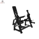 Titanium Strength Elite Series IsoLateral Beinstrecker – Rückansicht schräg mit Hebelarmen und Scheibenaufnahmen